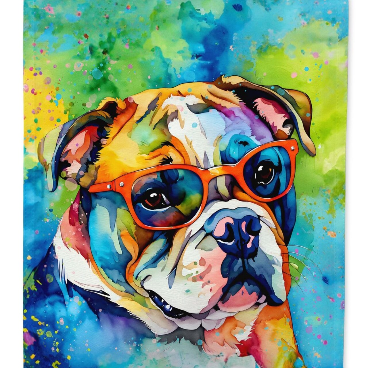 Edge Collections - 28" X 40" - Multicolor - English Bulldog Hippie Dawg Large Artwork - 1 Piece
